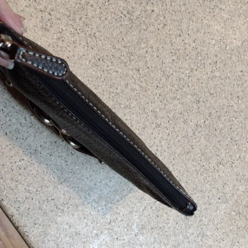 Black Leather Wristlet